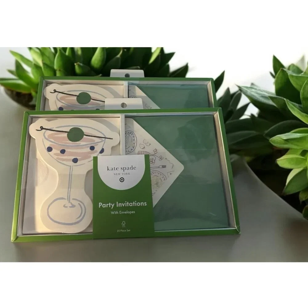 20ct Party Invitations Cream/Green/Pink - kate spade new york x Target